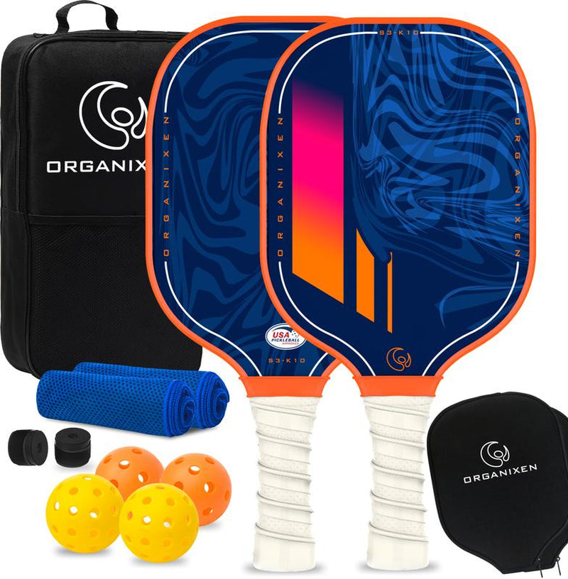 Pickleball Paddles Set of 2, USAPA Approved Pickleball Set with 4 Balls, 2 Cooling Towels, Pickleball Bag for Men and Women