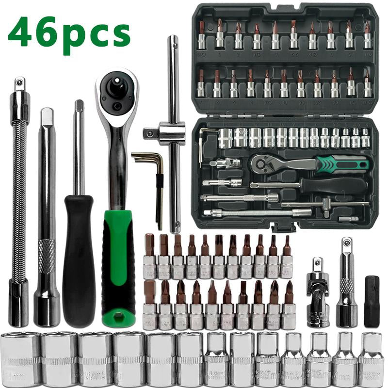 Professional Household Hardware Tool Set/Car Repair Tool Set: Ratchet Torque Wrench, Wrench, Screwdriver, Socket Combination - Very Suitable for Bicycle and Car Repair! Men'S Gifts, Black Friday Gifts, Christmas Gifts